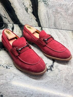 a.testoni Wine Burgundy Suede Bit Loafers Men’s US 9 UK 8 Made Italy